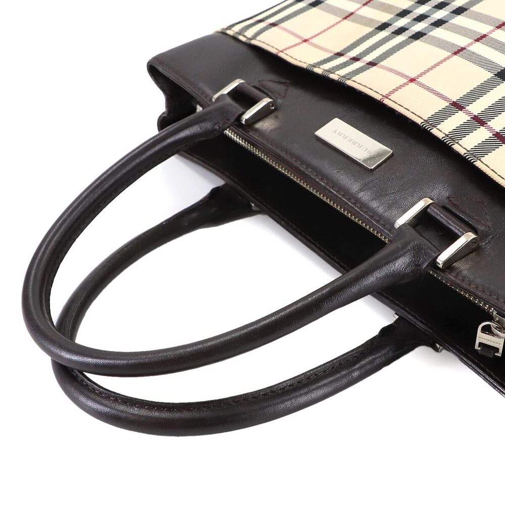 Burberry Nova Check Handbag Canvas Leather Beige Brown - Picture 5 of 8